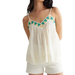 Lucky Brand Limited Edition Beaded Flowy Cami 2024 Cream Size M
